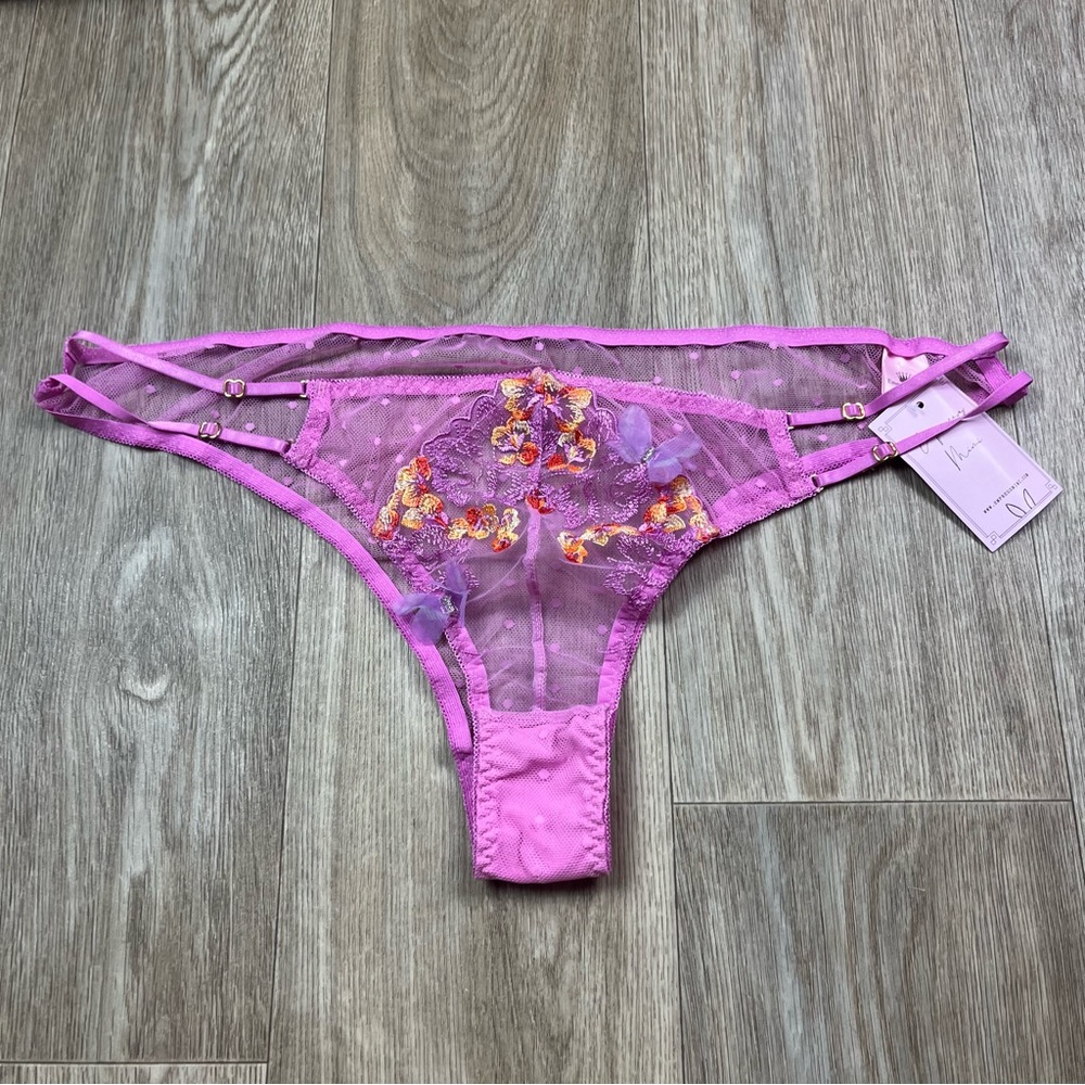Empress Mimi sheer Madame X Pink butterfly floral panty 3XL NWT